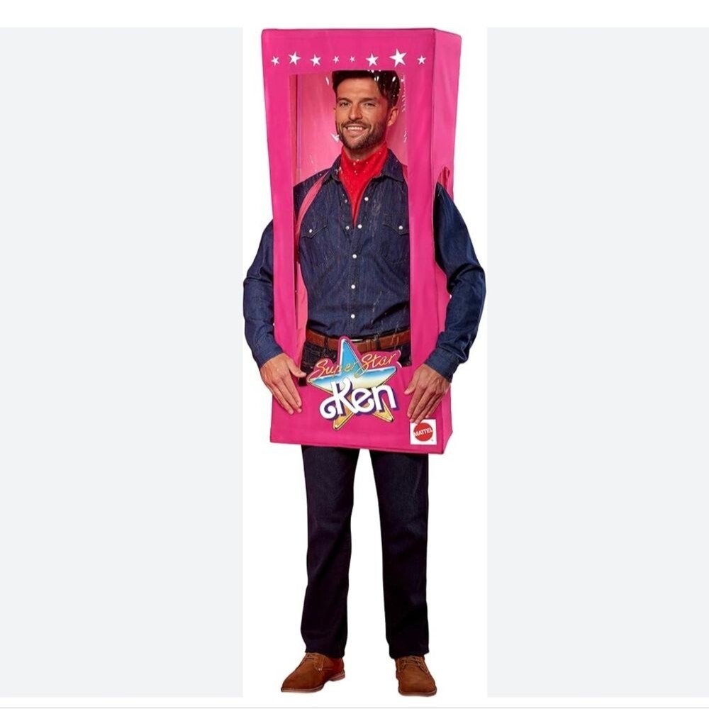 Barbie Ken Doll Box Adult Halloween Costume Pink New